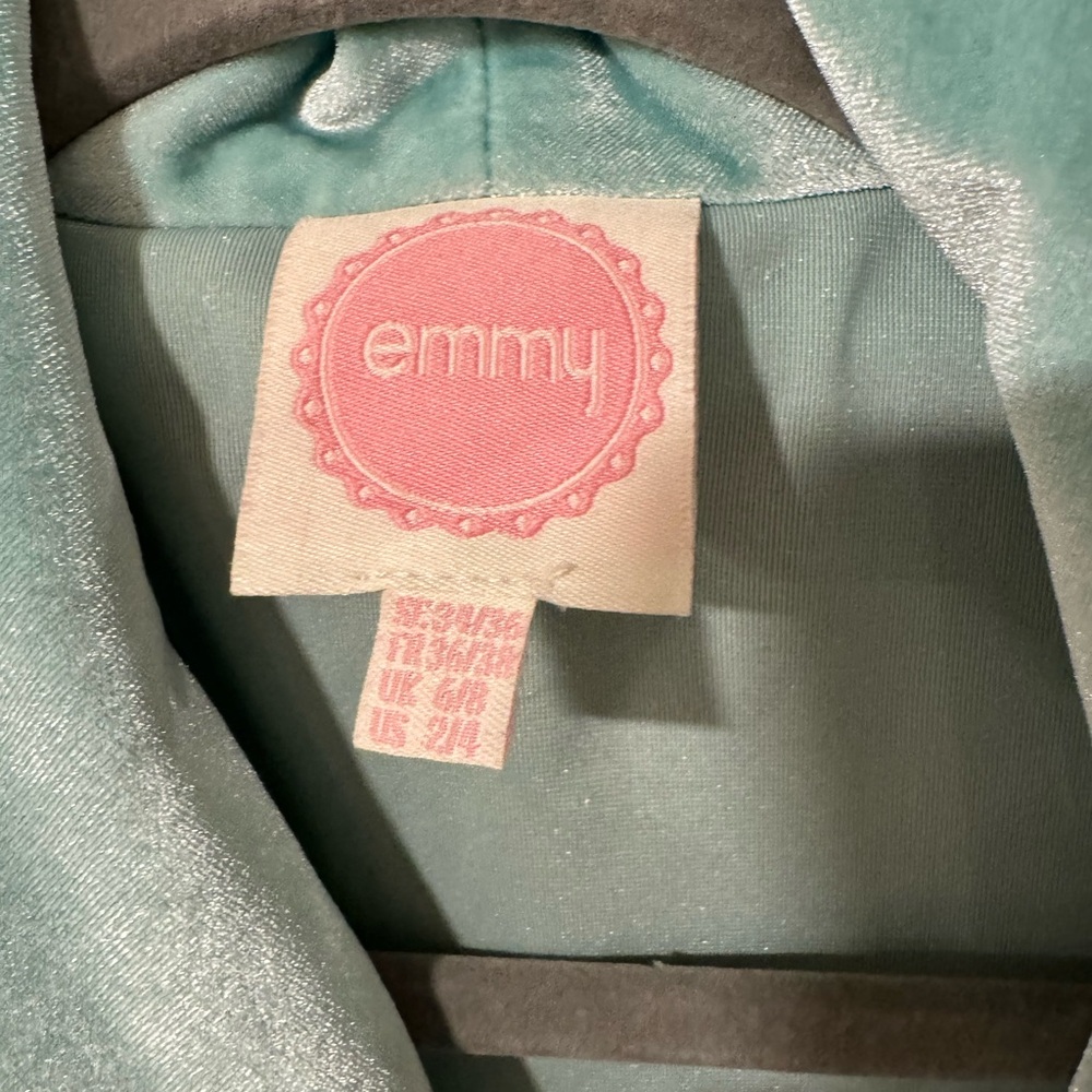 Emmy Design European Boudoir Dressing Robe Teal and Pink Vintage Inspired Sz 2/4 - Picture 4 of 5